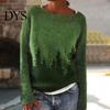 Women Jumper Winter Knitted Crew Neck Long Sleeve Color Comfortable Block Loose Fit Sweater Breathable Warm Pullover Knitwear