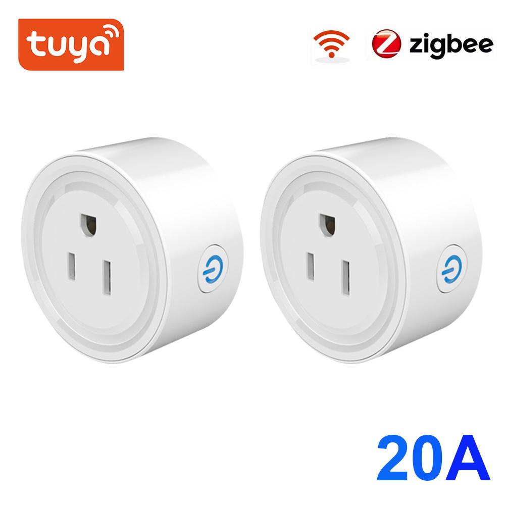 Zigbee Smart Plug 20A, régua de energia americana, mini tomada sem fio com monitor de energia, compatível com Alexa, Google Home e Tuya Hub