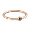 Garnet Round Minimalist Bezel Set Ring - 925 Sterling Silver Rose Gold Vermeil