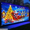 2D flach 1 Stück Weihnachten Polyester-Banner, Weihnachtsmann und Rentier Garagentor-Dekoration, geeignet für Feiertagsdekoration