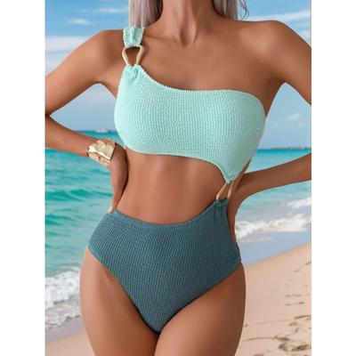 Nuovo Bikini Monospalla 2025 Sexy Costume da Bagno Intero Patchwork Donna Costume da Bagno Estivoaderente Senza Schiena Push Up Costume da Bagno per la Spiaggia