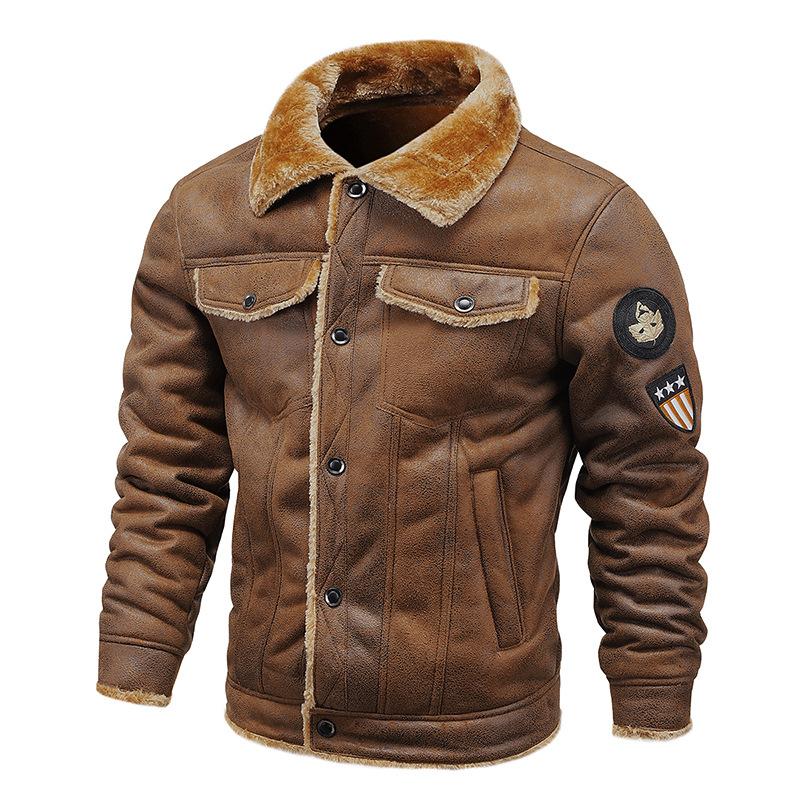 Buy Leather Jacket Men's Trend Handsome Fashion Casual Retro Fur One