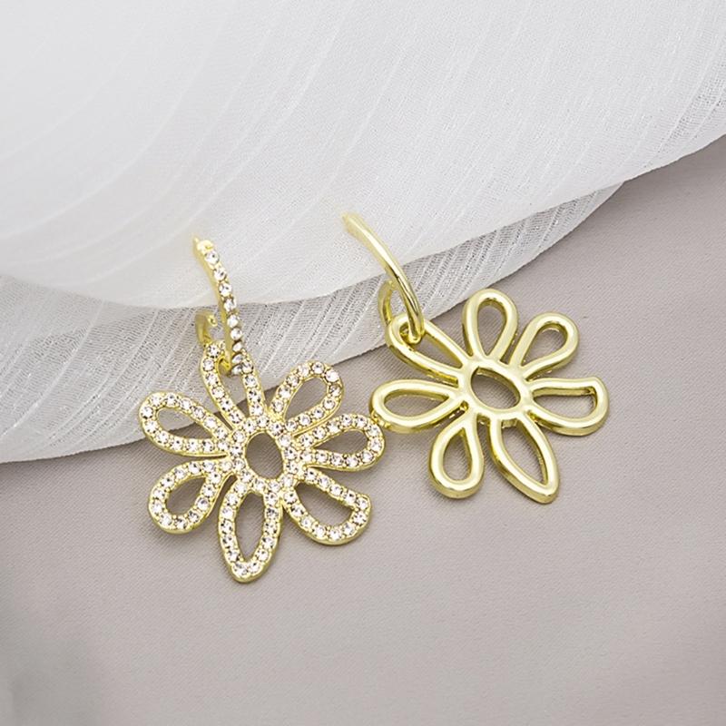 Asymmetric Dangle Earrings Unique Hollow Flower Drop Earrings Statement Jewelry Fashion Simple Small Hoop Earrings