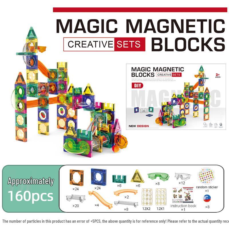 Stained Glass Magnetic Marble Run: Kids' Magnetic Building Blocks and Tracks