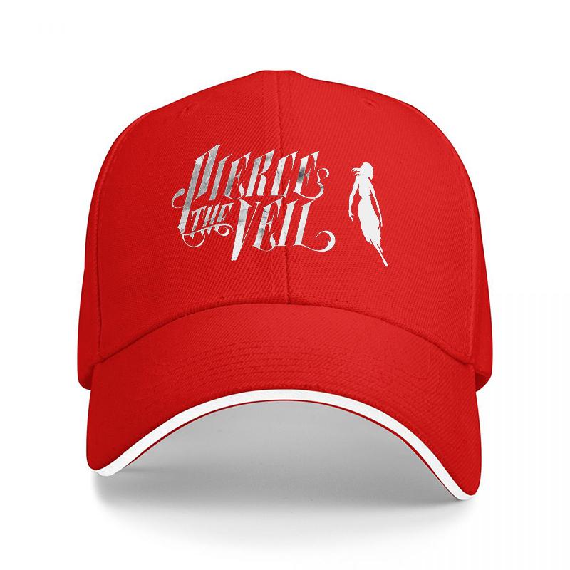 

Pierce The Veil Band Logo Baseball Cap Black with White Trim and Silhouette Design for Music Fans and Rock Enthusiasts Adjustable