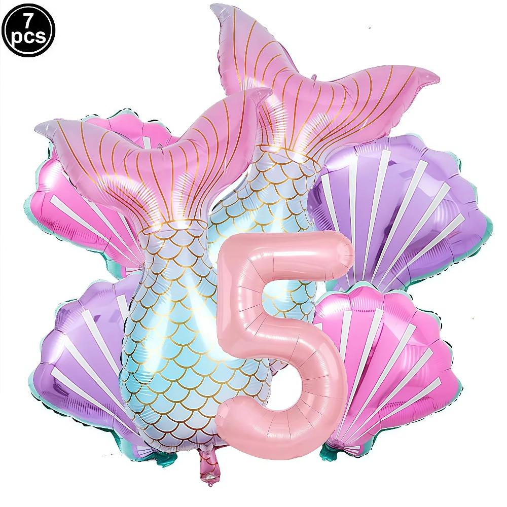 Meerjungfrau Geburtstagsparty Dekorationen Geschirr Teller Tasse Serviette Ballon Hängendes Banner Party Deko Mädchen Mitgebsel Babyparty Zubehör