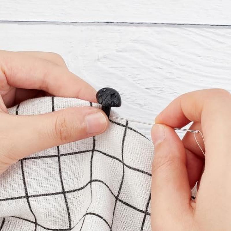 GORGECRAFT 50 Pcs 15mm Black Plastic Safety Dog Noses for Doll Making, Sewing Teddy Bear Stuffed Animal Plush Toys DIY Craft Accessories