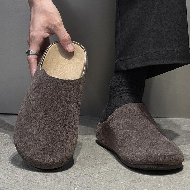 Baotou slippers spring and summer wear 2025 lazy one pedal super fire half tray 17093 olive green, brown -J