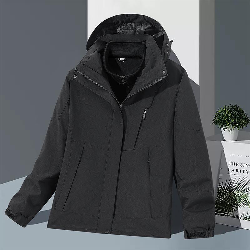 Unisex 3-in-1 Detachable Jacket Set: Hooded Warm Sports Coat for Autumn and Winter