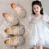 Girls' Rhinestone Crystal Princess Shoes2026Spring and Autumn Rhinestone Butterfly Cute Bow Solid Color Performance Shoes