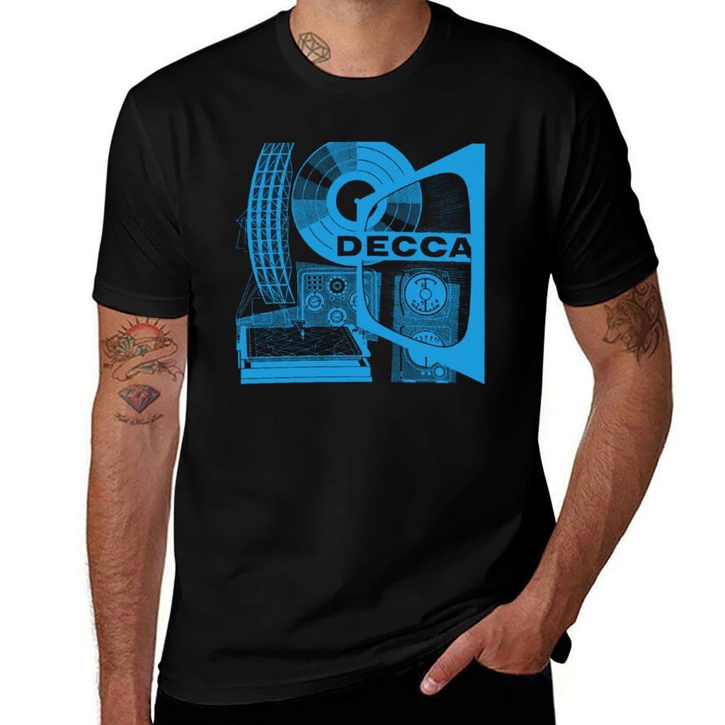 Decca Label Classic 1950s Mod Advertiseunisext Blue Tshirt Casual Fashion Print Tee Top Tshirt