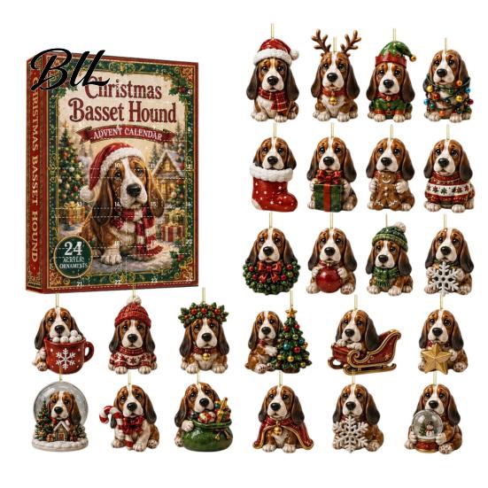 Decorazioni da Appendere in Acrilico 2D Calendario dell'Avvento Cane 24 Giorni, Carini Ornamenti Piatto Chihuahua, Articoli per Feste a Tema Animali Domestici Ciondoli Diversi