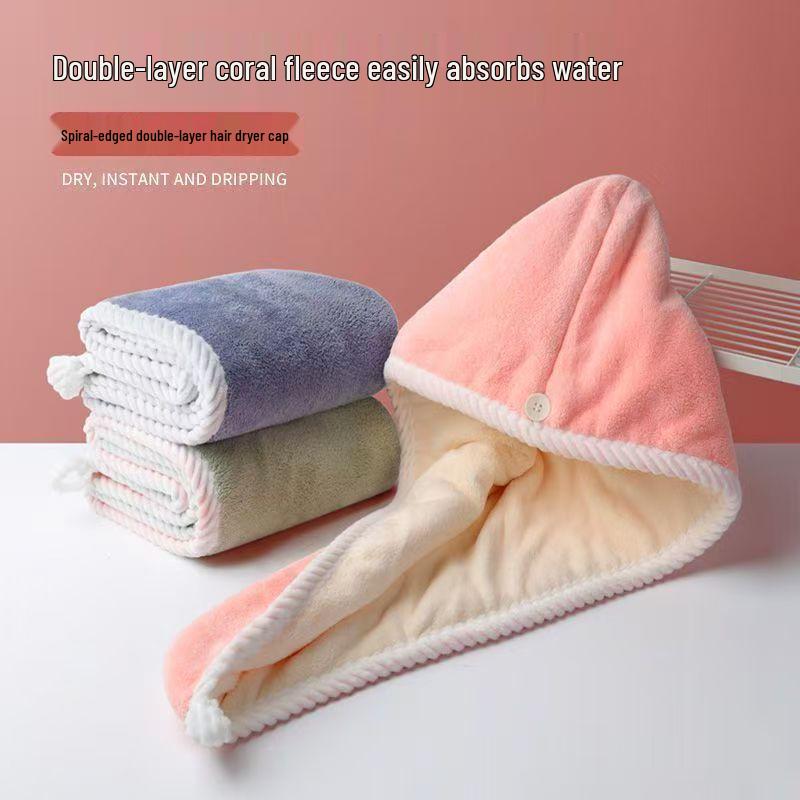 

Ultra Absorbent Double-Layer Coral Fleece Hair Drying Cap for Adults and Children 60*25 cm серый/синий