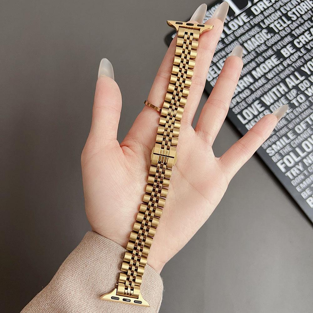 

Metal Slim Bracelet for Apple Watch Band 46mm 45mm 44mm 42mm 41mm 40mm 38mm for women Thin Wristband for iWatch Series 10/9/8/7 38mm 40mm 41mm золотой