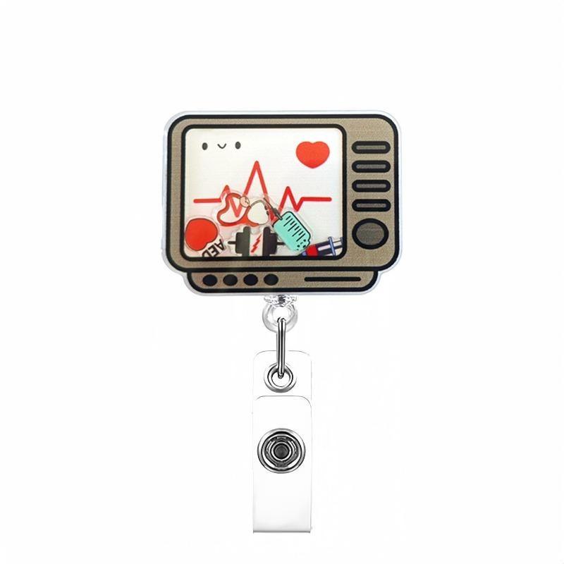 Fivela retrátil médica dos desenhos animados médico enfermeira licença de trabalho cordão criativo fácil de puxar fivela certificado marca nome
