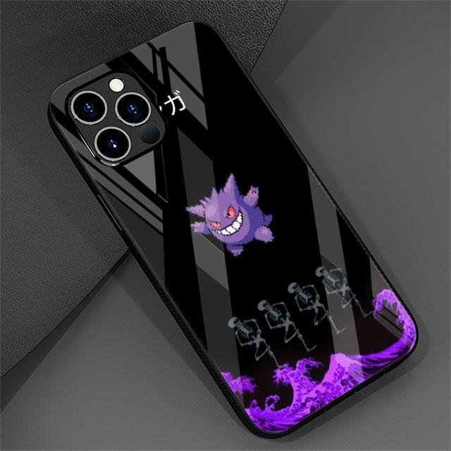 

Милый стеклянный чехол с покемоном Gengar для Apple iPhone 14 13 Pro 11 12 7 8 Plus SE 2022 XR X XS Max 6 6S, закаленный чехол для телефона с рисунком iPhone 6 6S