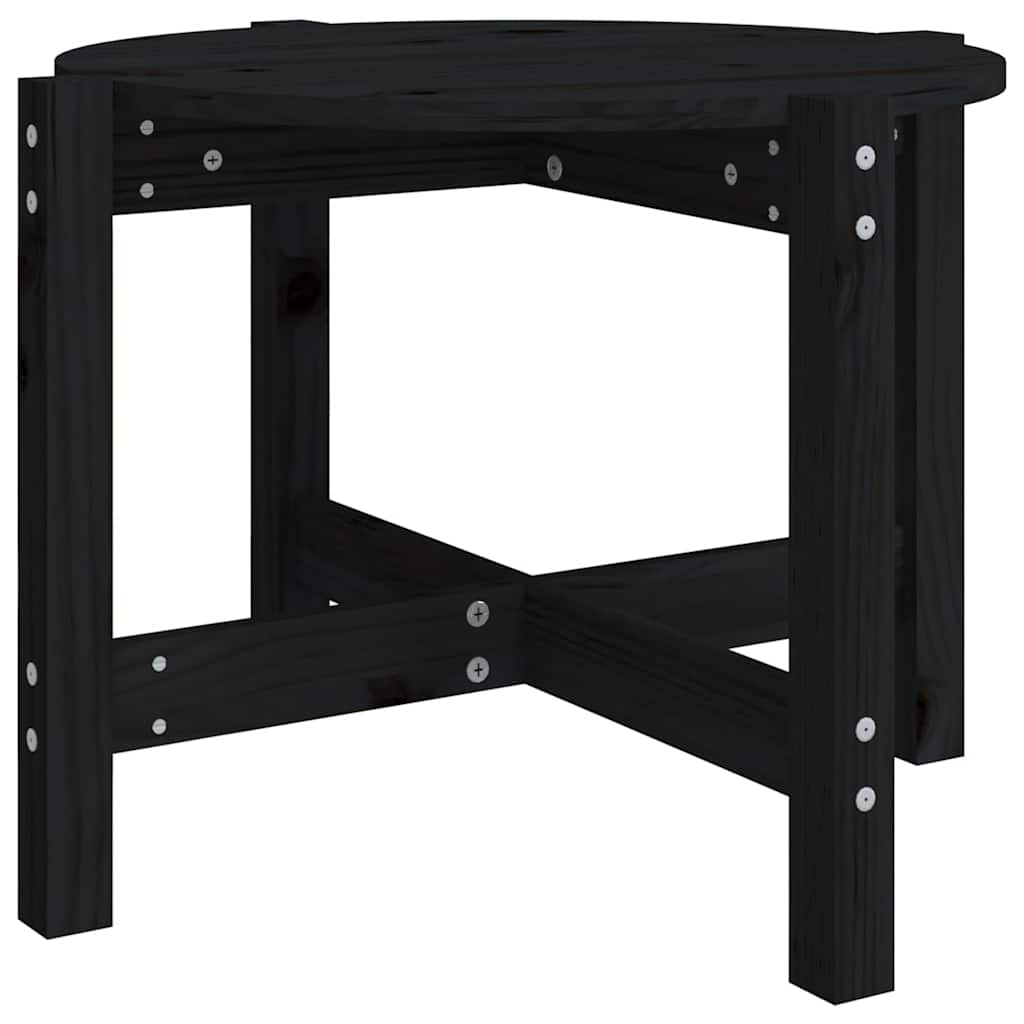 Vidaxl Stolik Kawowy, Czarny, Ø 62,5X45 Cm, Lite Drewno Sosnowe