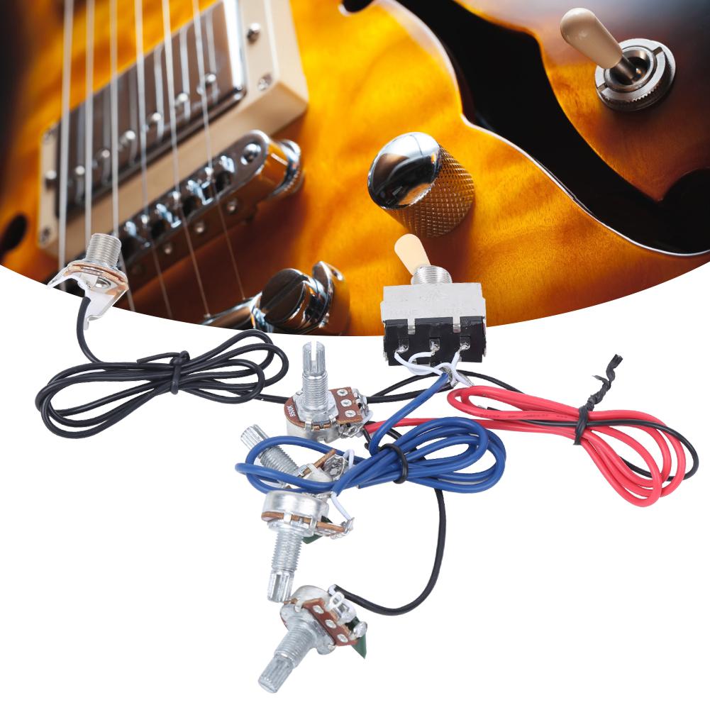 Guitar Wiring Harness Kit Prewired 3 Way Switch 2V2T1J for Electric Guitar Wire AccessoriesYellow