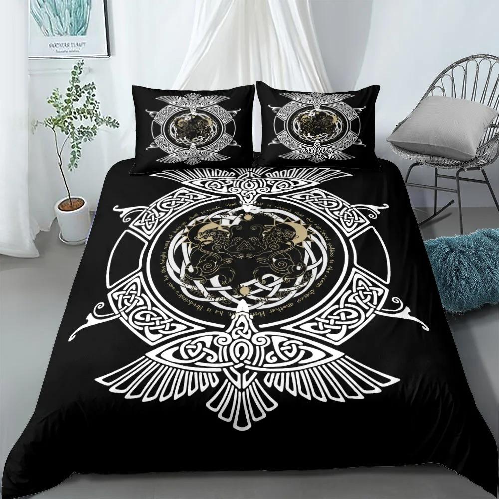 3D Print 2/3pcs Vigvisir Viking Art Constellation Bedding Set EU Single Double King US Twin Full Queen King Ethnic Bed Linen Set