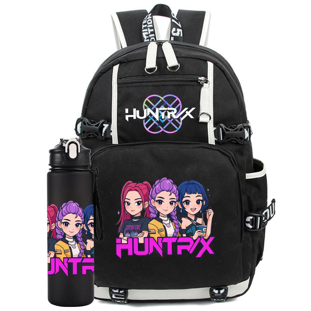 2 ks/sada K-Pop potištěný batoh s 750ml lahví na vodu pro dospívající studentku chlapce školní taška dětský dárek velká kapacita cestovní taška ruksak