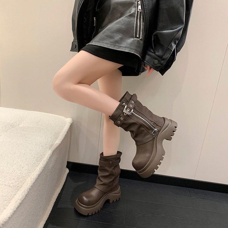 Short Trouser Boots Martin Boots Women's 2025 Autumn and Winter New Fashionable Versatile Thick-soled Explosive Boots Retro Short Boots