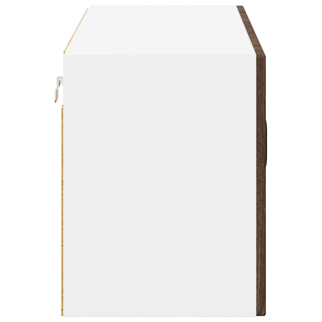 Wall Mounted Glass Cabinet LUCCA Brown Oak 80 X 31 X 40 Cm Particleboard