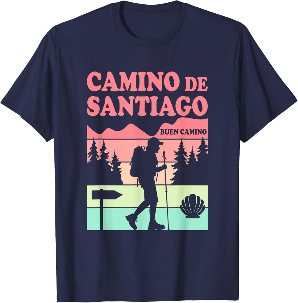Camino De Santiago T-Shirt Short Sleeve Casual 100% Cotton Shift