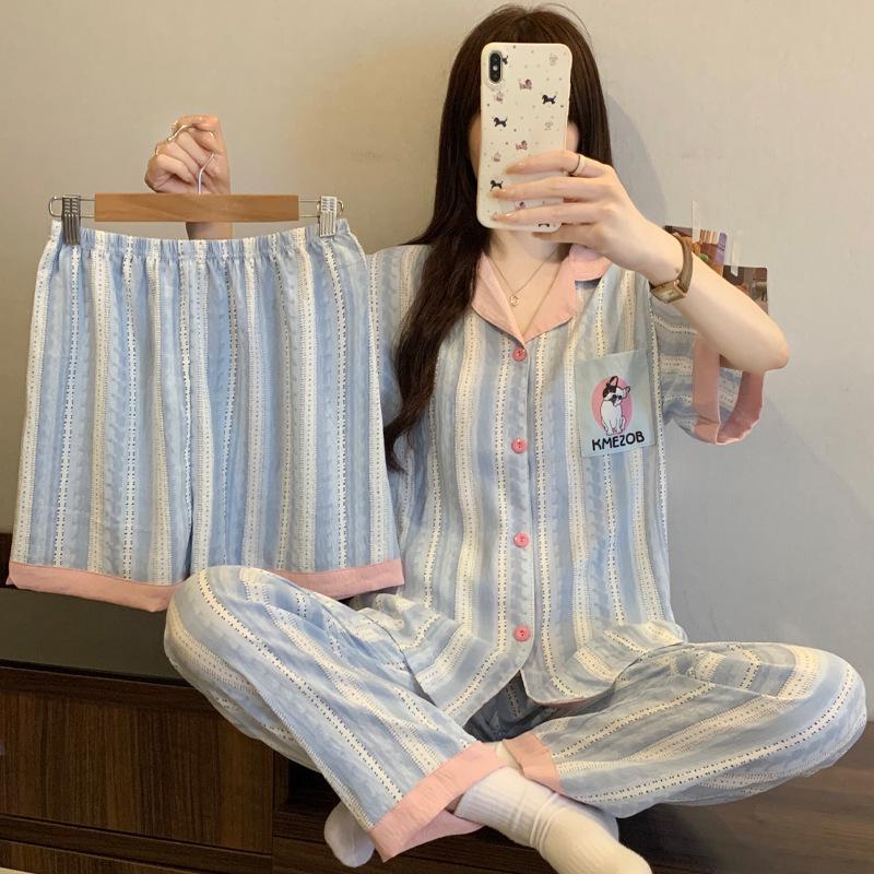 Cloud Cotton Cartoon Pony Pajamas: Women's 2026 Summer Three-Piece Set, Short Sleeve, Fun & Cute Homewear