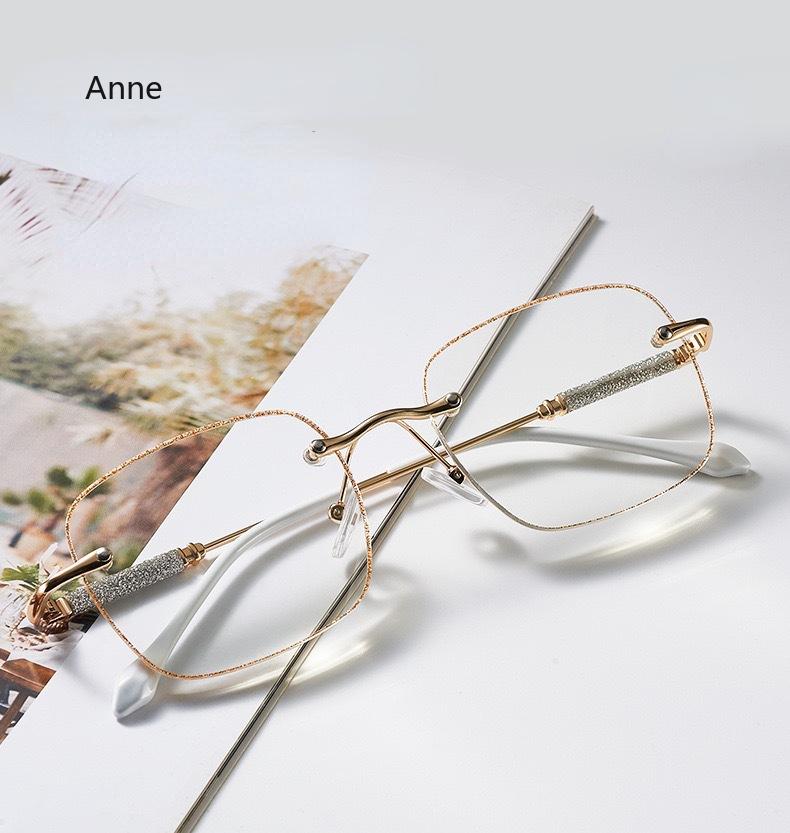 Damen Ultraleichte Presbyopie-Brille mit Schnittrahmen, blaues Licht blockierende Lesebrille, Vintage-Weitsichtbrille mit Dioptrien