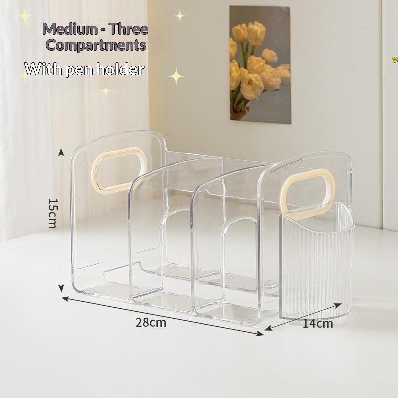 4-Fächer Klarer Acryl-Aktenordner Schreibtisch-Magazinhalter Mit Griff Für Büro Zuhause