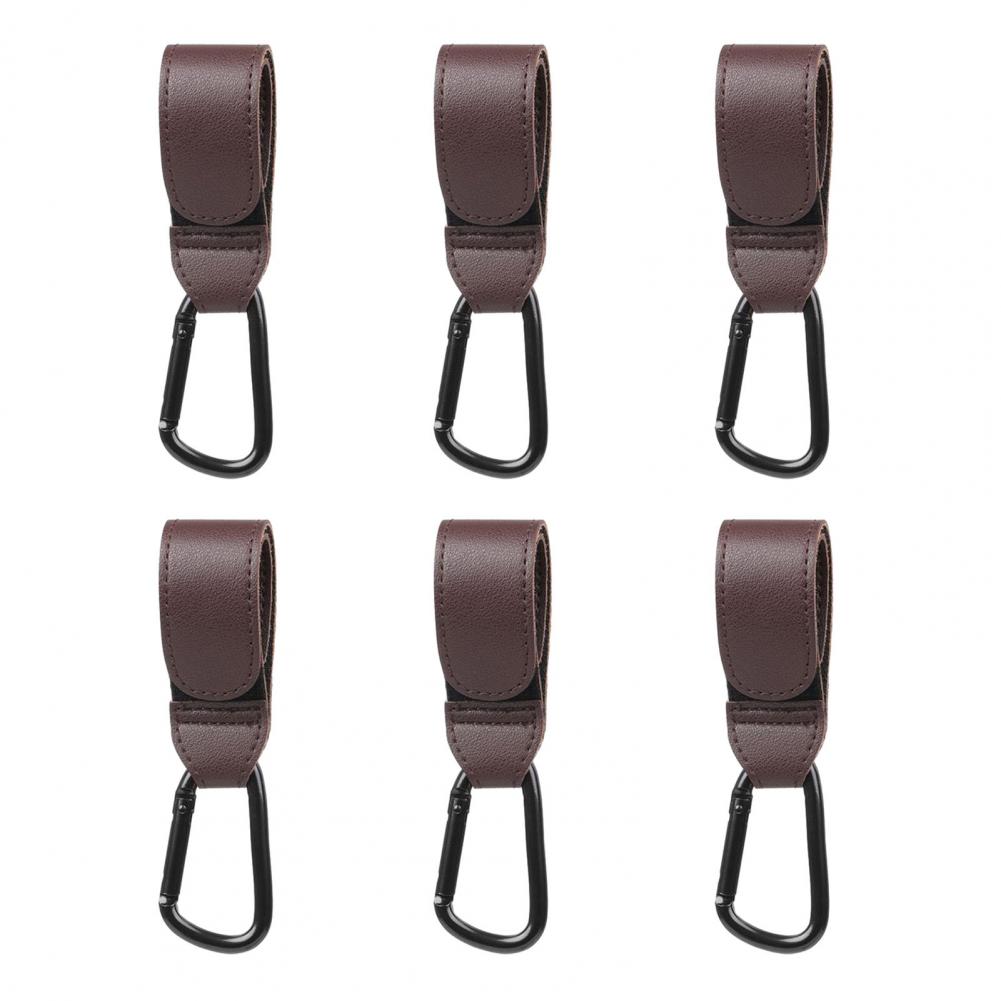 Fastener Tape Hook Durable Stroller Hook Baby Stroller Hook Set with Faux Leather Fastener Tape Diaper Bag Hanger for Prams
