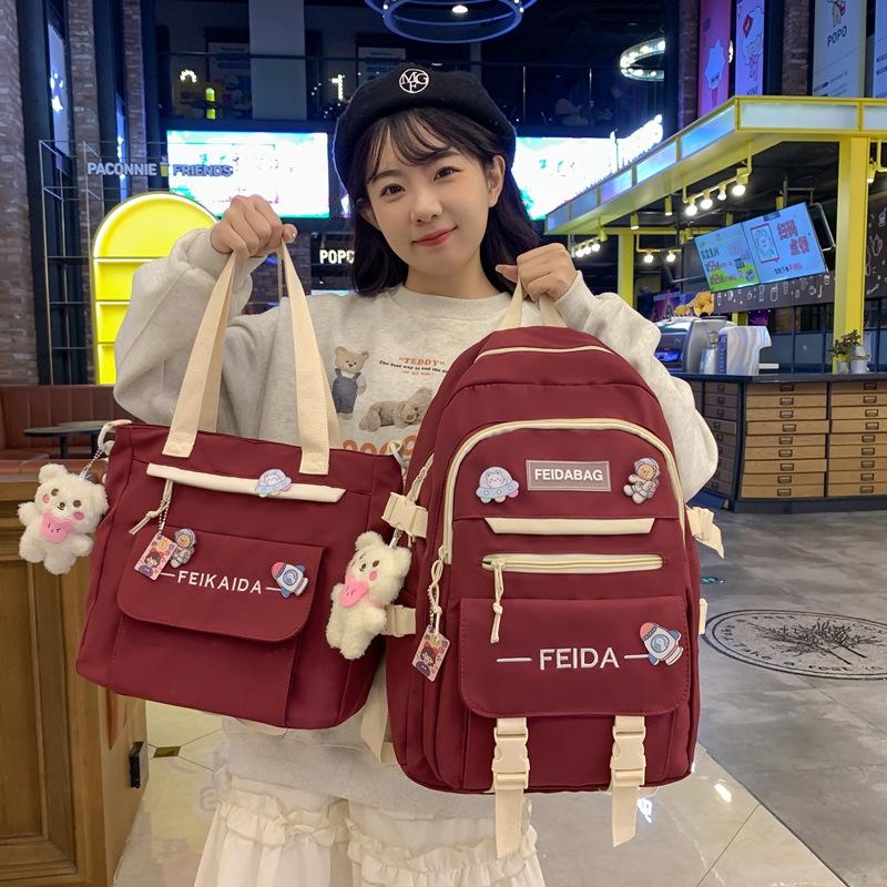 Fashion junior high school students schoolbag large capacity backpack fashion flow crossbody backpack