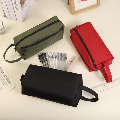 Trousse à crayons de grande capacité, couleur unie, rangement de papeterie pour étudiants, trousse à crayons Simple en tissu Oxford, trousse de papeterie pour étudiants