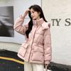 Womens Short Duck Down Jacket Winter Warm Hooded Puffer Coat Loose Fit Street Style