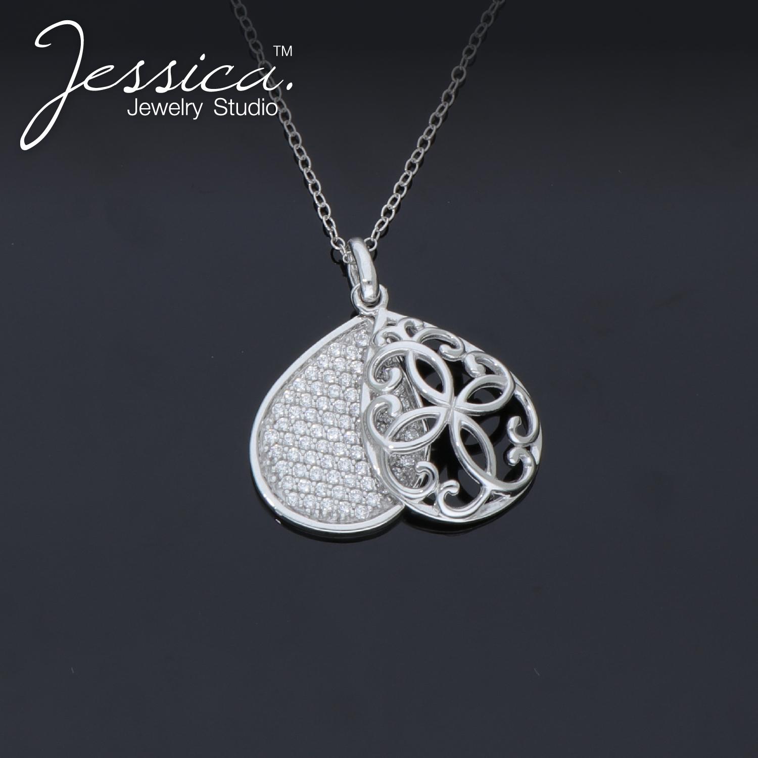 

Двухслойный комплект из стерлингового серебра 925 пробы и филигранное ожерелье с подвеской для женщин