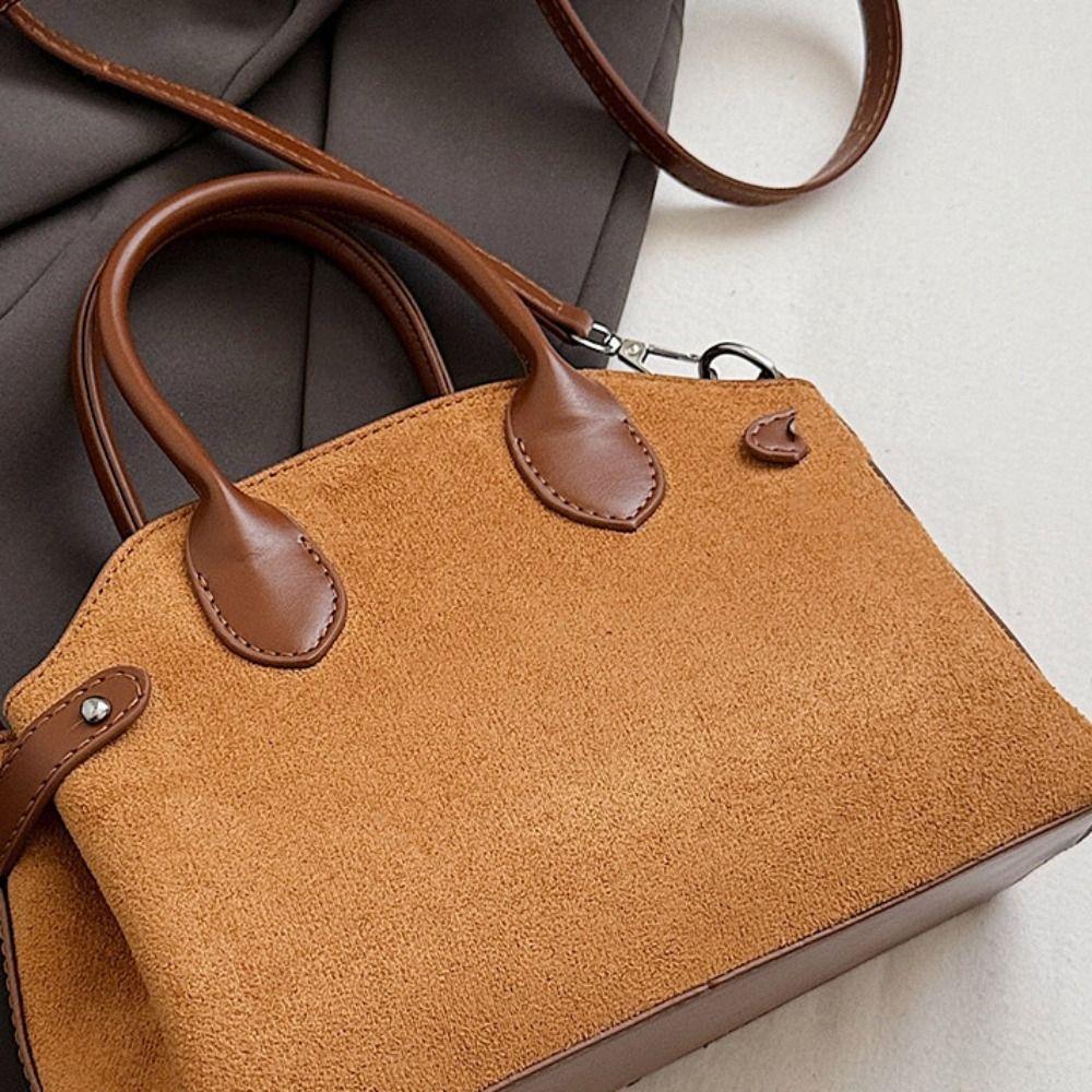 Shoulder Bag Suede Boston Shoulder Bag Handbag Solid Color Tote Bag Slouchy Hobo Bags Holiday