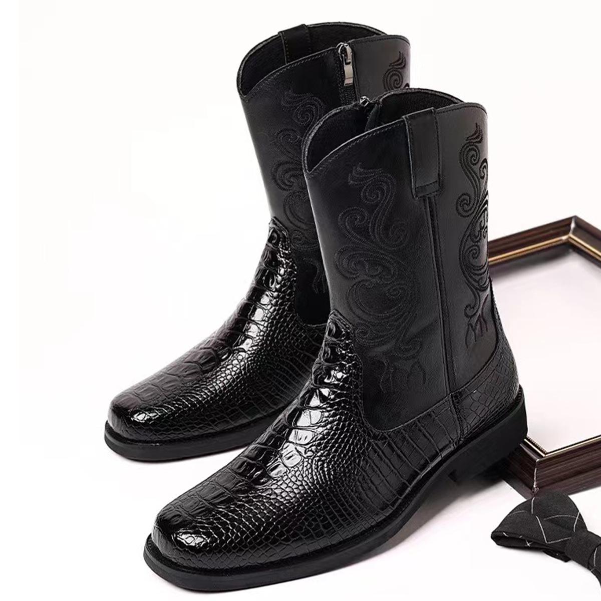 

Men s Mid-top Versatile Leather Martin Boots - British Style Fashion Trend 48 чорний