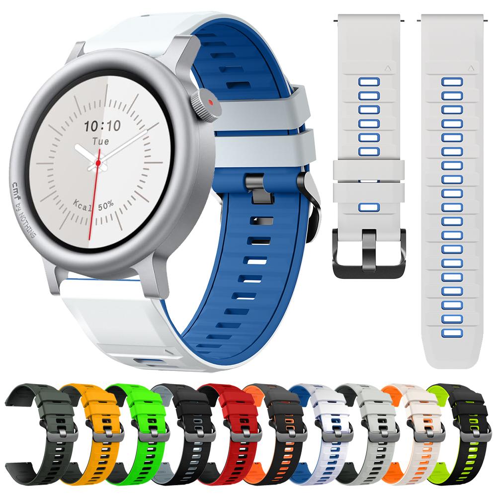 22mm Two-Tone Silicone Strap For CMF Watch 3 Pro Replacement Band For CMF Watch Pro 2 Wristband Bracelet Accessories