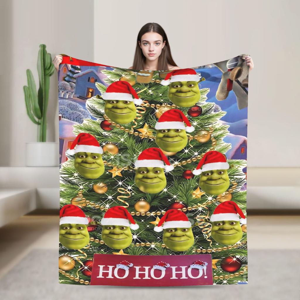 Christmas Shreks Pun Plush Blanket Students Flannel Throw Blanket For Couch Bed Super Customized Quality Bedspread Gift Idea