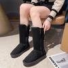 Winter Long Tube Large-sized Side Zipper Women's Snow Boots High Top Velvet Warm Round Toe Thick Soled Cotton Shoes Botas Mujer