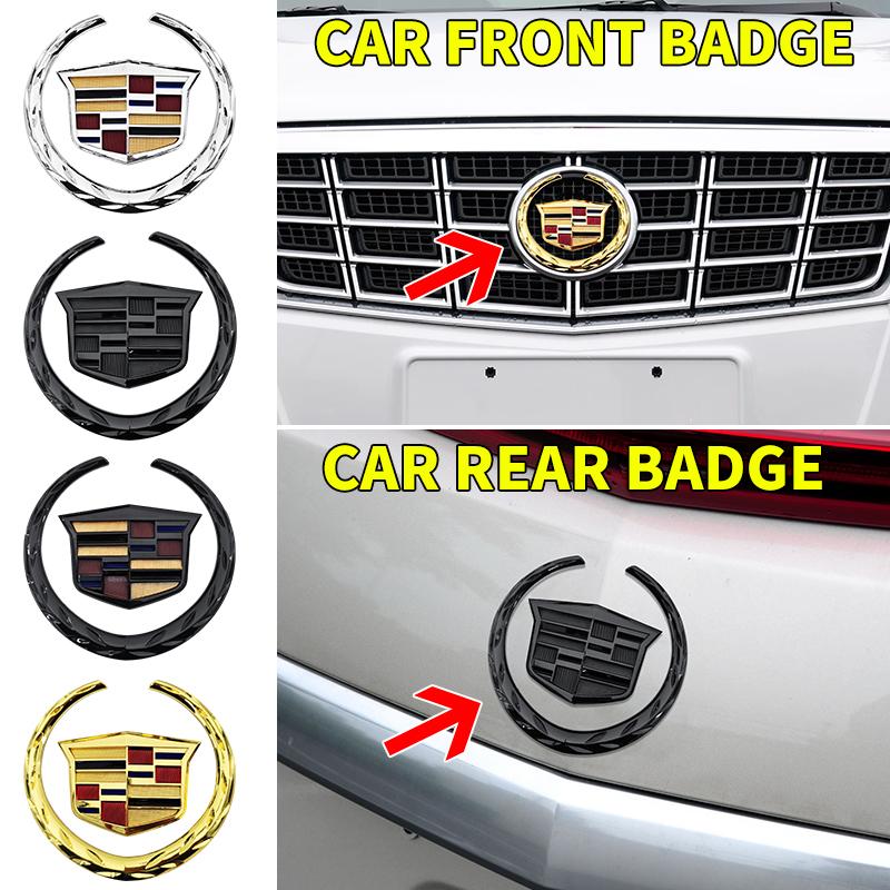 1 pezzo 3D ABS Griglia Anteriore Centrale Emblema Badge Adesivo Baule Posteriore Accessori Per Cadillac 2016-2021 SRX ATS XTS