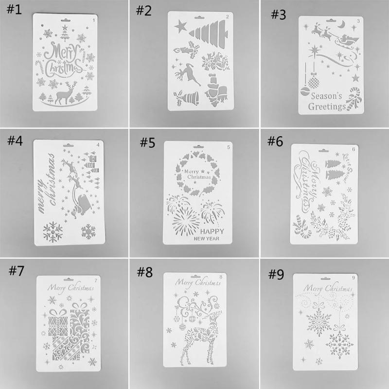 Sello Artesanal DIY Pintura de Pared Plantilla de Flores Scrapbooking Repujado Navidad Plantillas Huecas