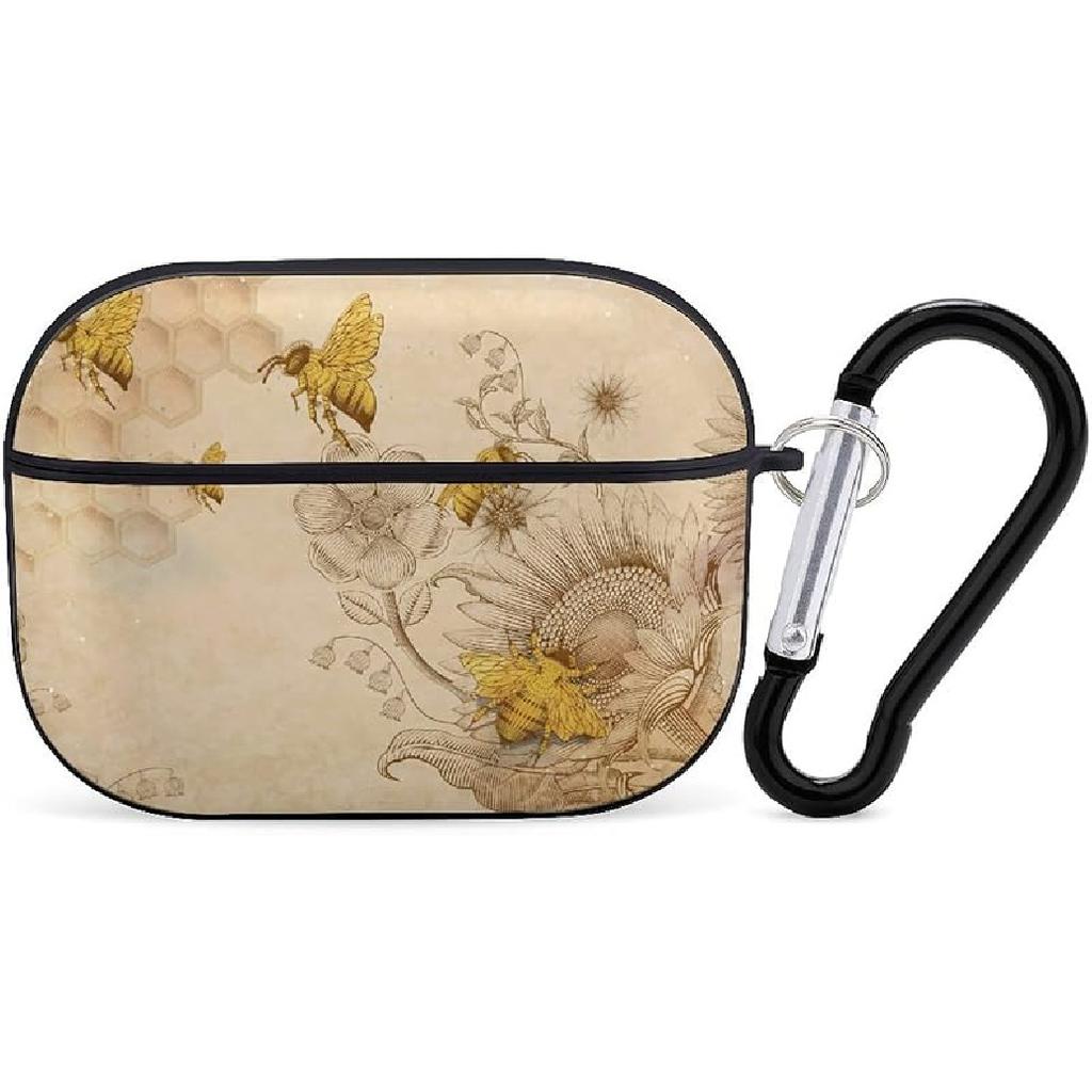 Honey-Bees-Wildflowers-Retro Compatible with AirPods Pro Case Cover,Shock-Proof PC Full Protective Cover Compatible for Airpods Pro,Supports Wireless