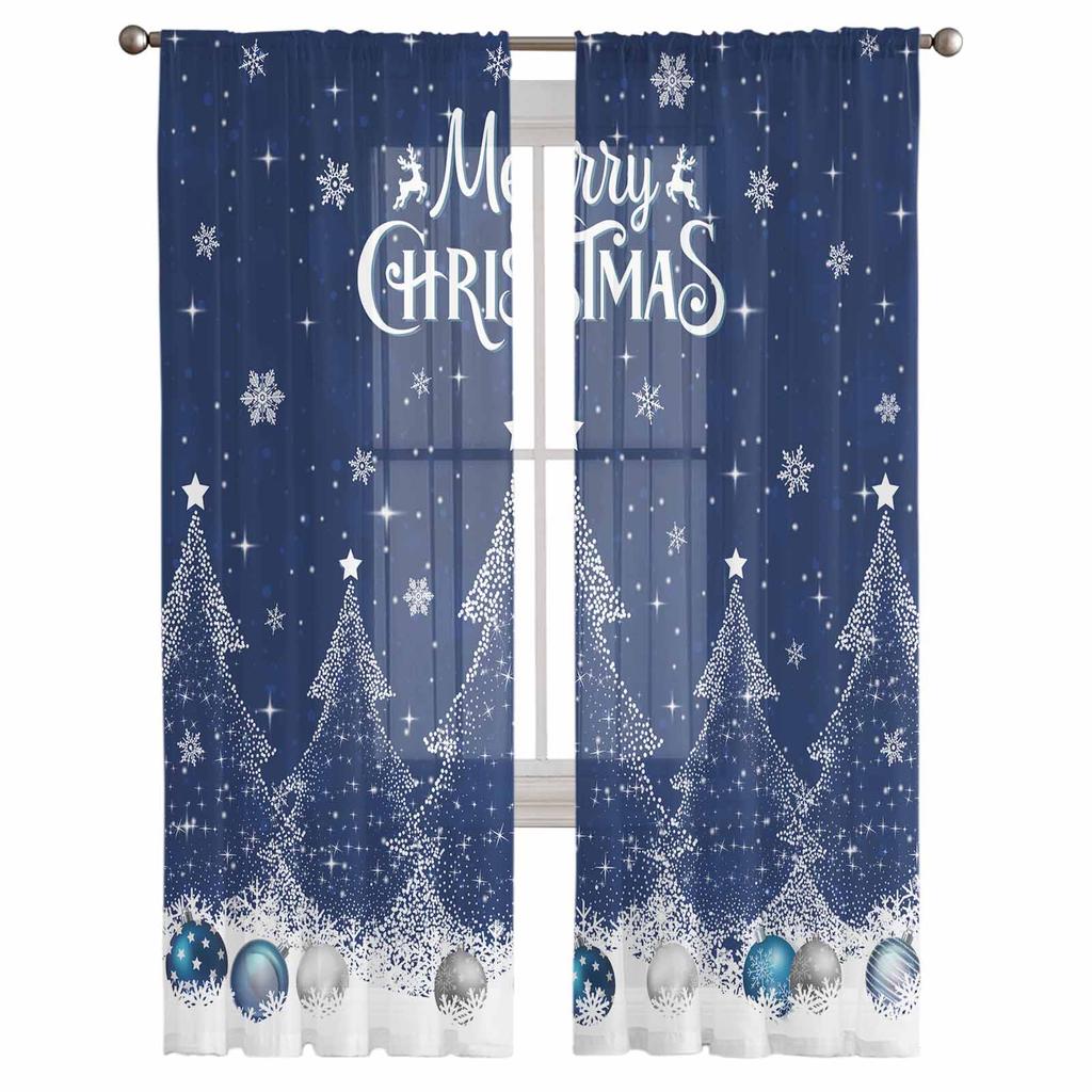 Jul Vinter Bal Gardiner För Vardagsrum Sovrum Hemdekoration Fönster Voile Tyllgardin Draperier