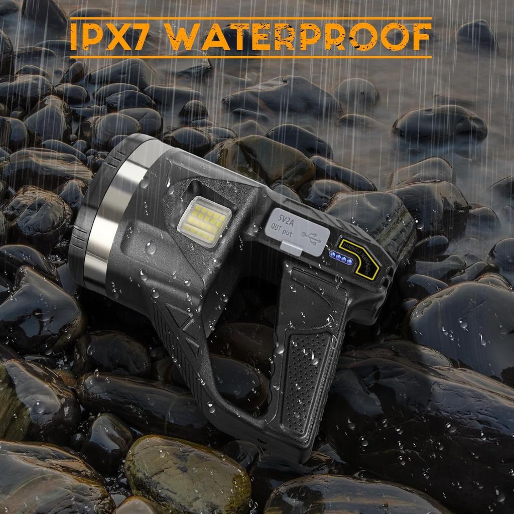 2000000 Lumens Super Bright Rechargeable Spotlight with Strap, XL