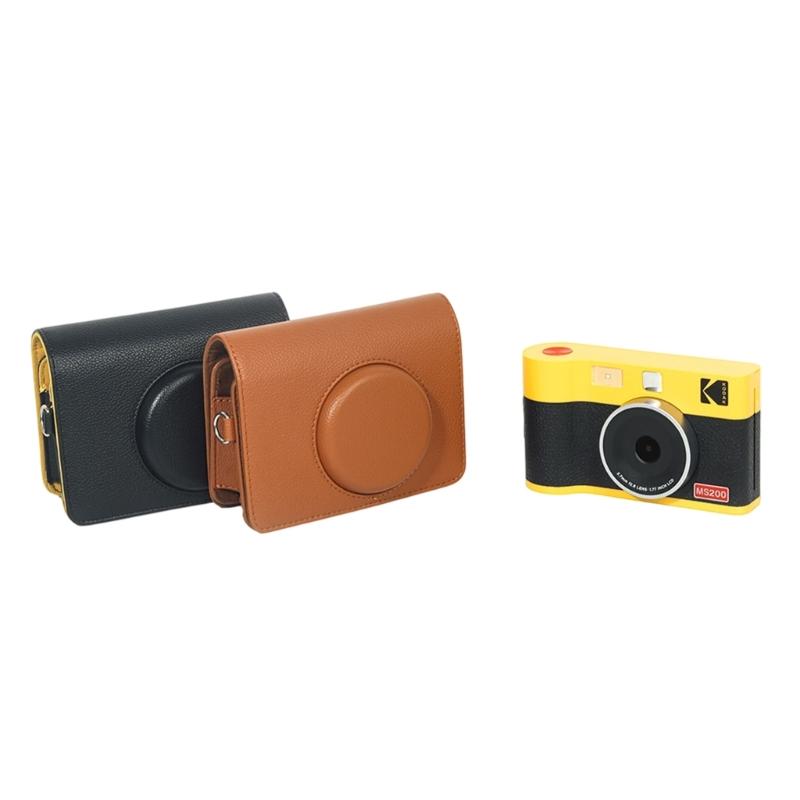 PU Leather Case Camera Bag with Shoulder for MS200 Solid Color Carrying Case Portable