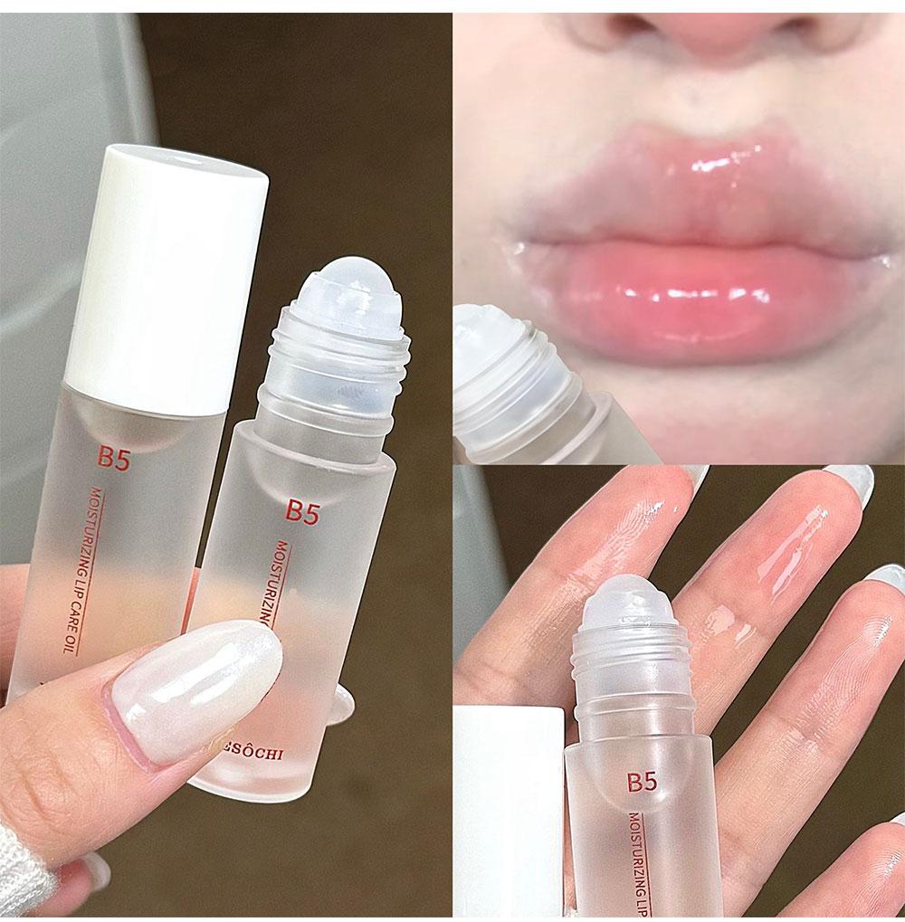 Vitamin B5 Moisturizing Lip Oil High Hydration Anti Crack Reduce Lines Non Sticky Shine Day Night Care for Soft Lips