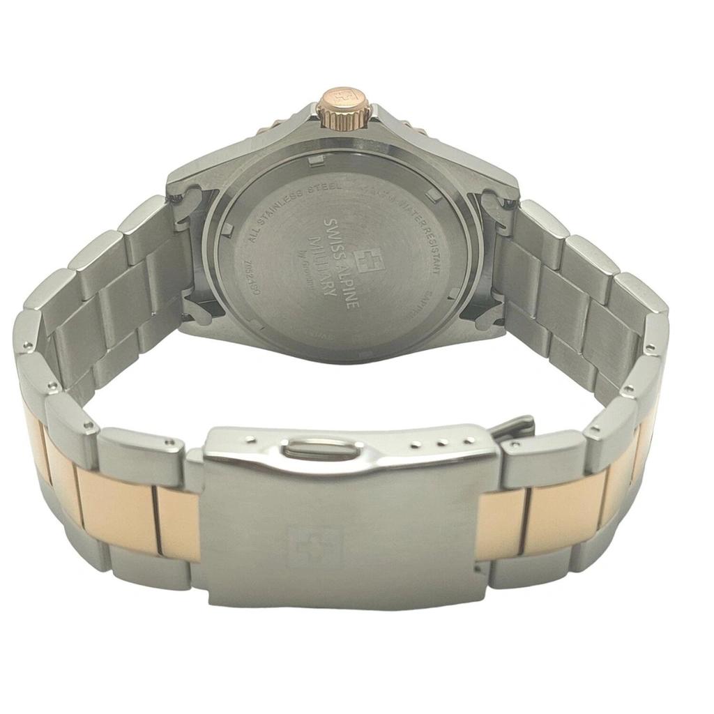 Swiss Alpine Military Master Diver GMT Two Tone Stainless Steel Blue Dial Quartz 7052.1155 100M Men's Watch