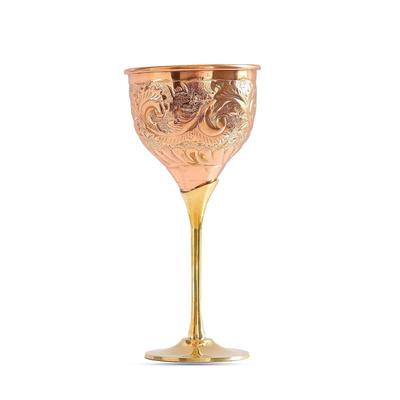 Weinglas mit Kupfer-Blumendesign und Messingständer 290 ML - Trinken Servieren Weinbar Hotel Restaurant