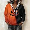 Women's Halloween Printed Long Sleeve Hoodie Drawstring Pullover Sweatshirt